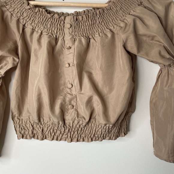 Boohoo brown crop top boho long sleeve 2 - Picture 3 of 10